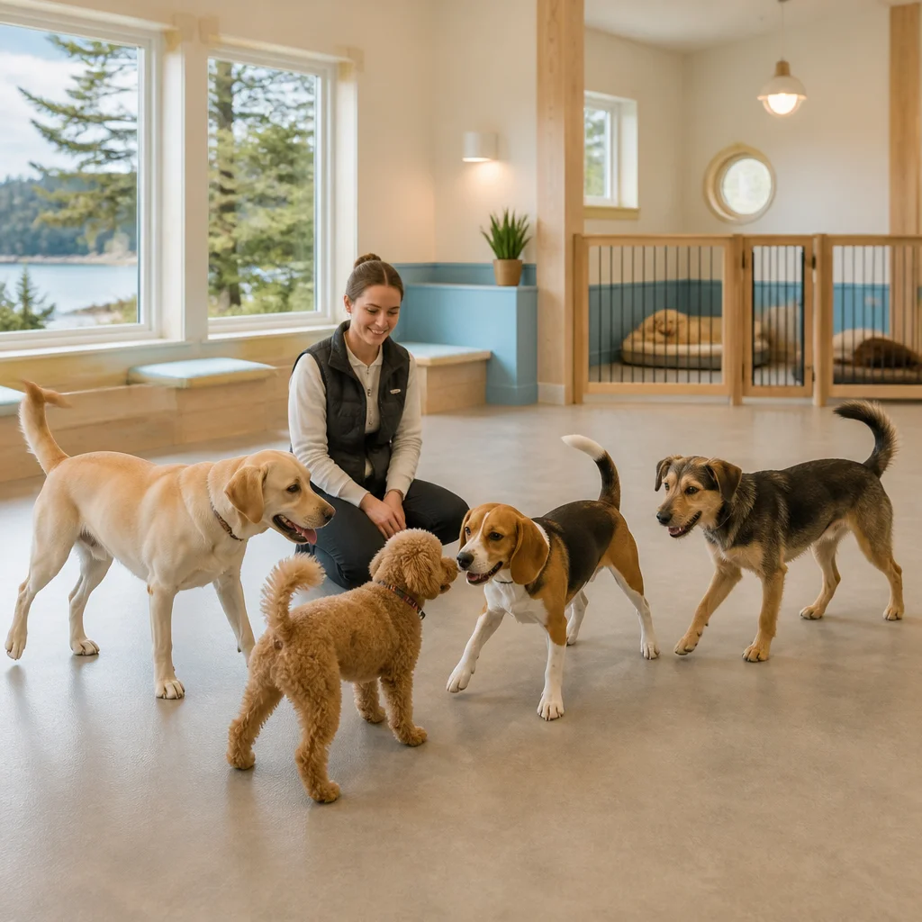 Dogs enjoying supervised social play