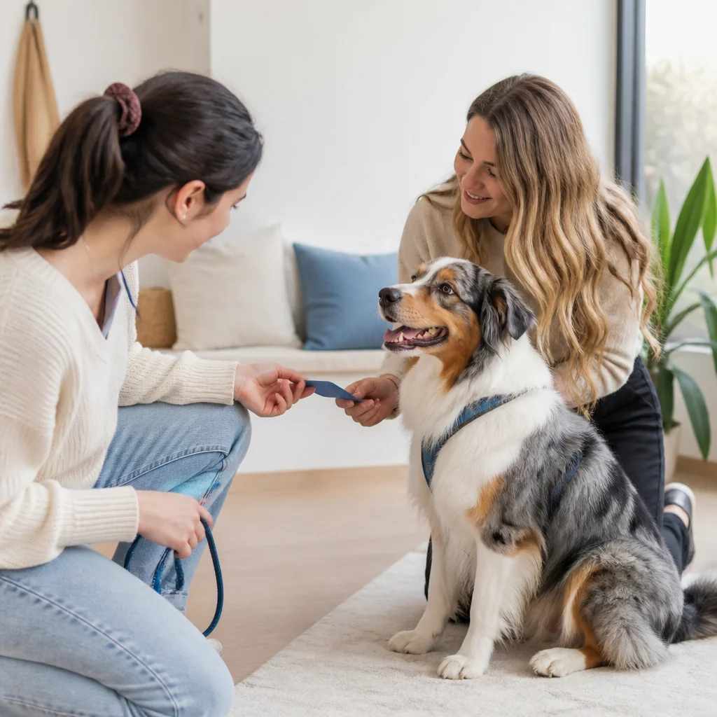 A happy but calm dog enjoying the planned care activity