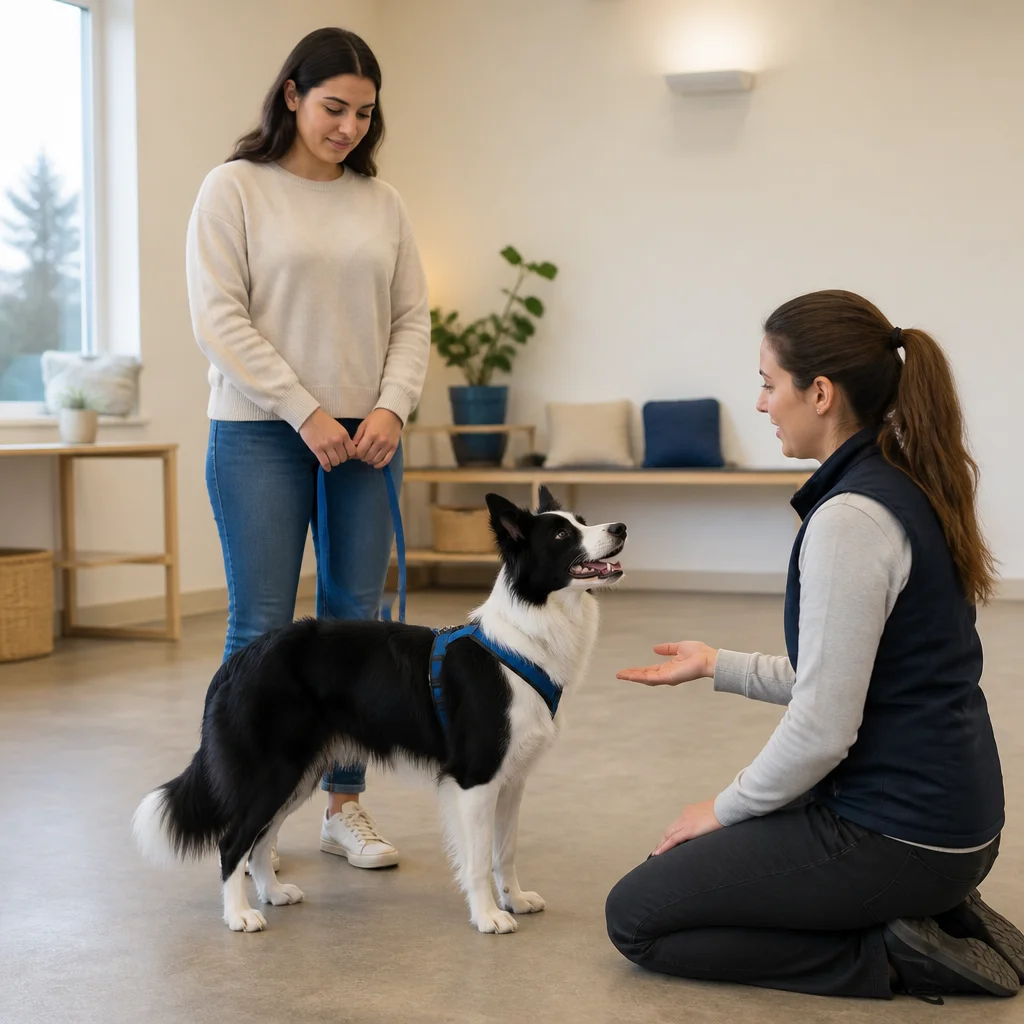 An owner observing the dog’s comfort before choosing