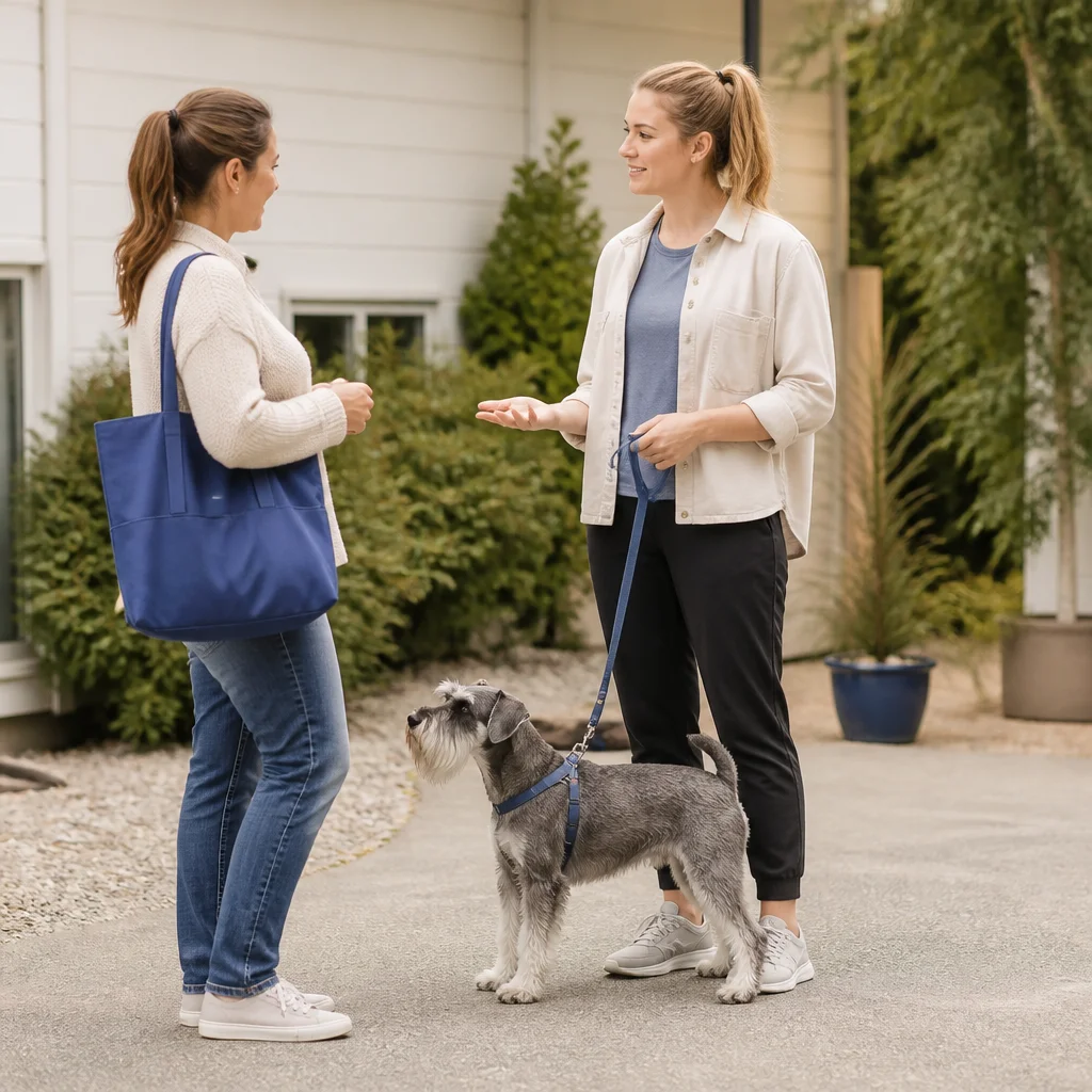 A relaxed pickup and verbal update to the owner