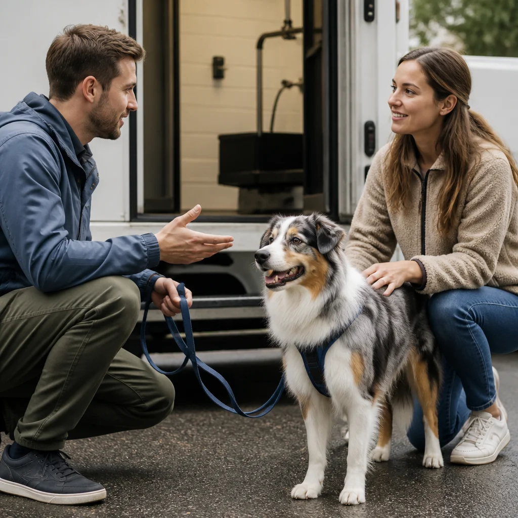 A relaxed pickup and verbal update to the owner