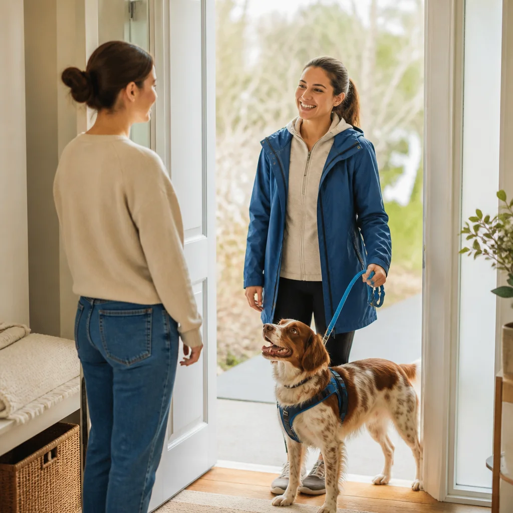 A relaxed pickup and verbal update to the owner