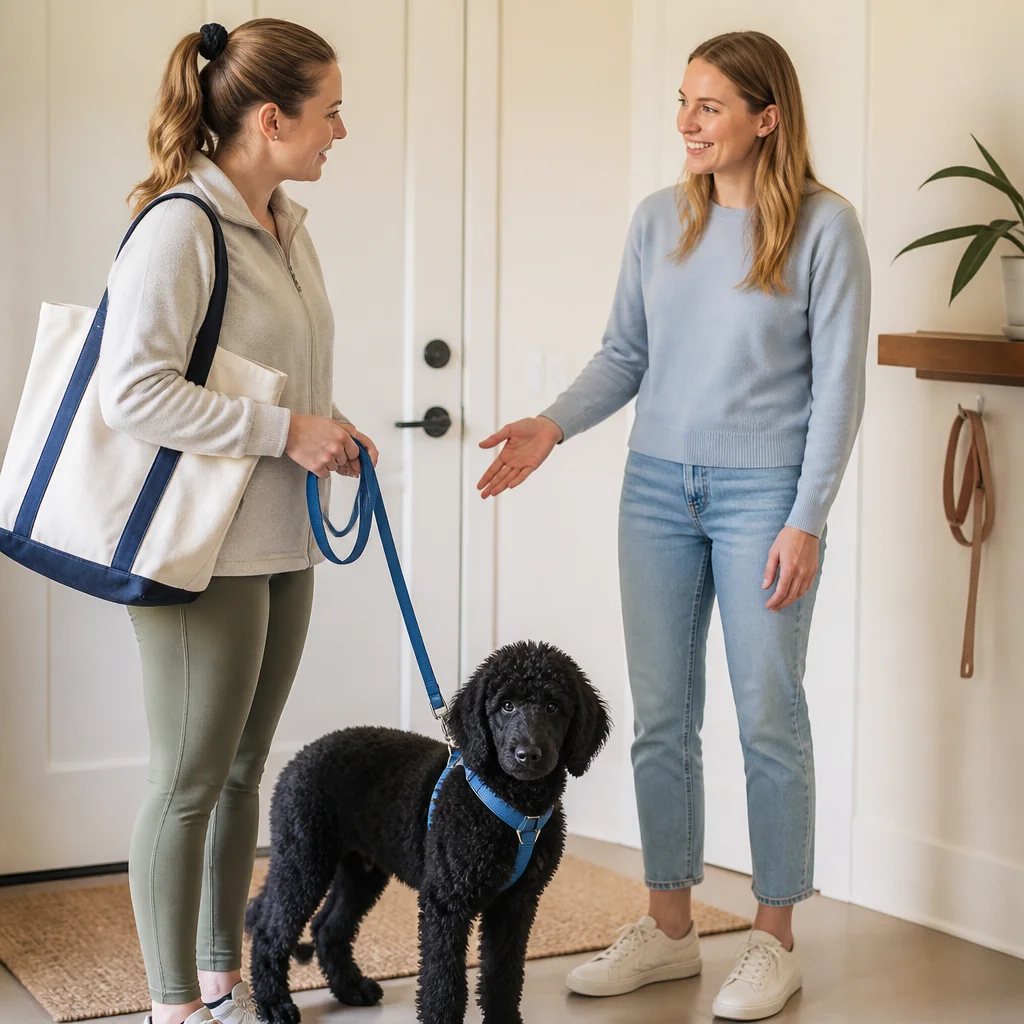 A relaxed pickup and verbal update to the owner